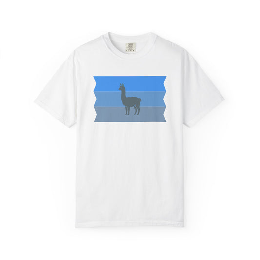 Blue Striped Llama Graphic T-Shirt