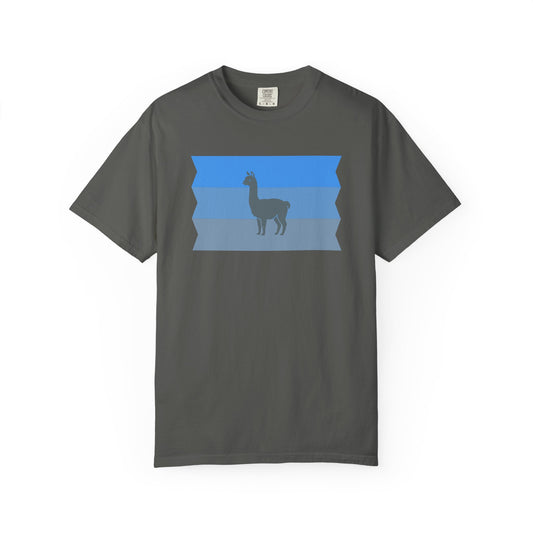 Blue Striped Llama Graphic T-Shirt