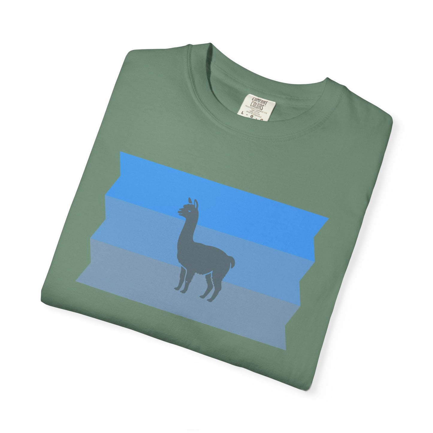 Blue Striped Llama Graphic T-Shirt