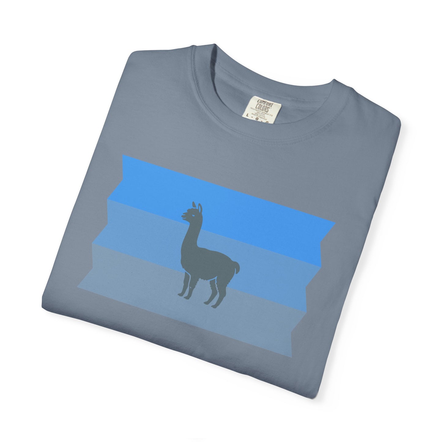 Blue Striped Llama Graphic T-Shirt