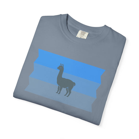 Blue Striped Llama Graphic T-Shirt