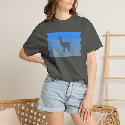 Blue Striped Llama Graphic T-Shirt