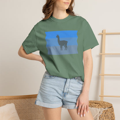 Blue Striped Llama Graphic T-Shirt