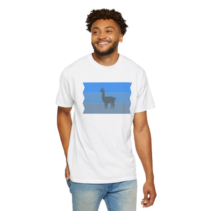 Blue Striped Llama Graphic T-Shirt
