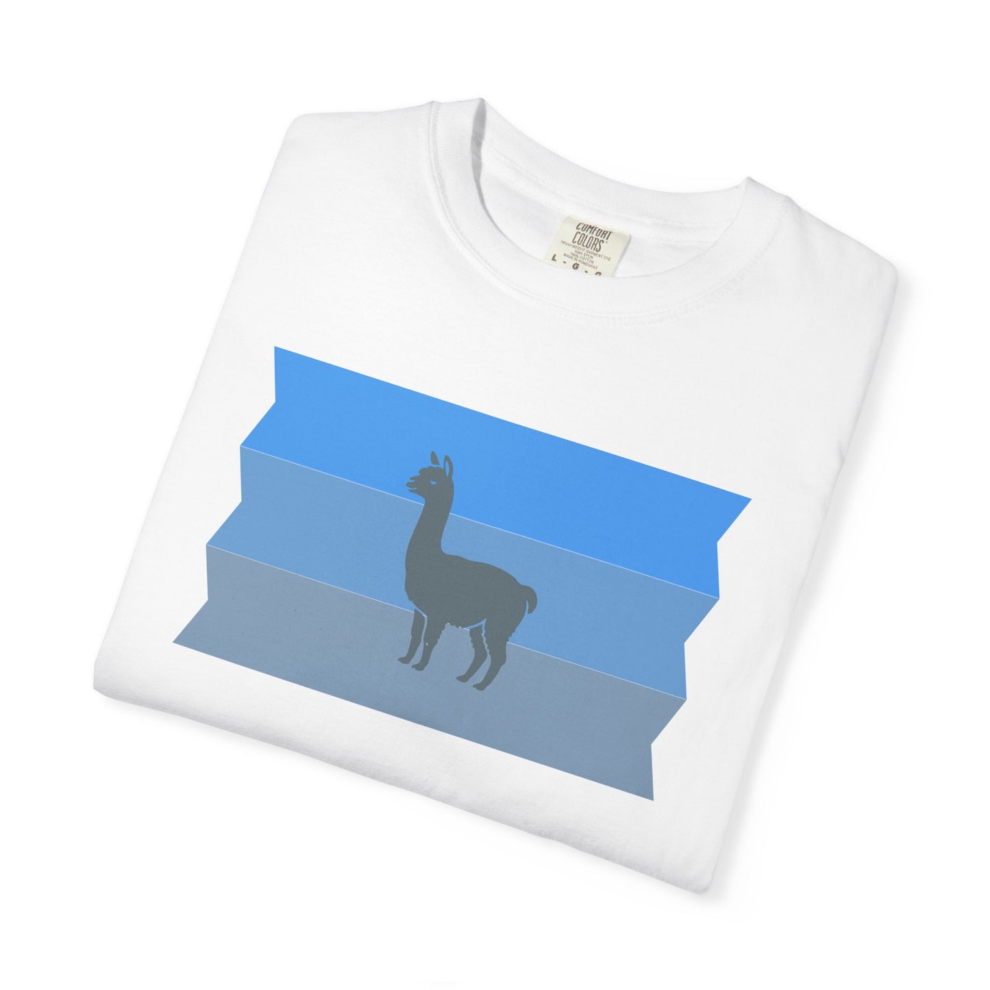 Blue Striped Llama Graphic T-Shirt