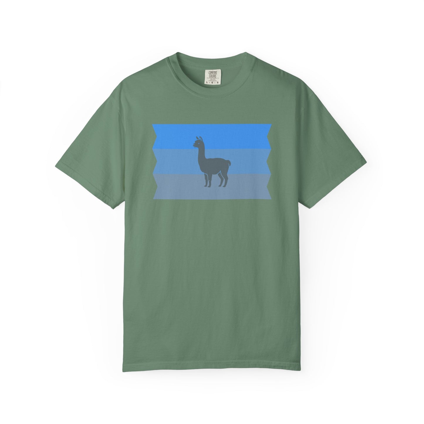 Blue Striped Llama Graphic T-Shirt