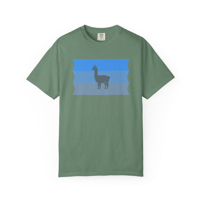 Blue Striped Llama Graphic T-Shirt