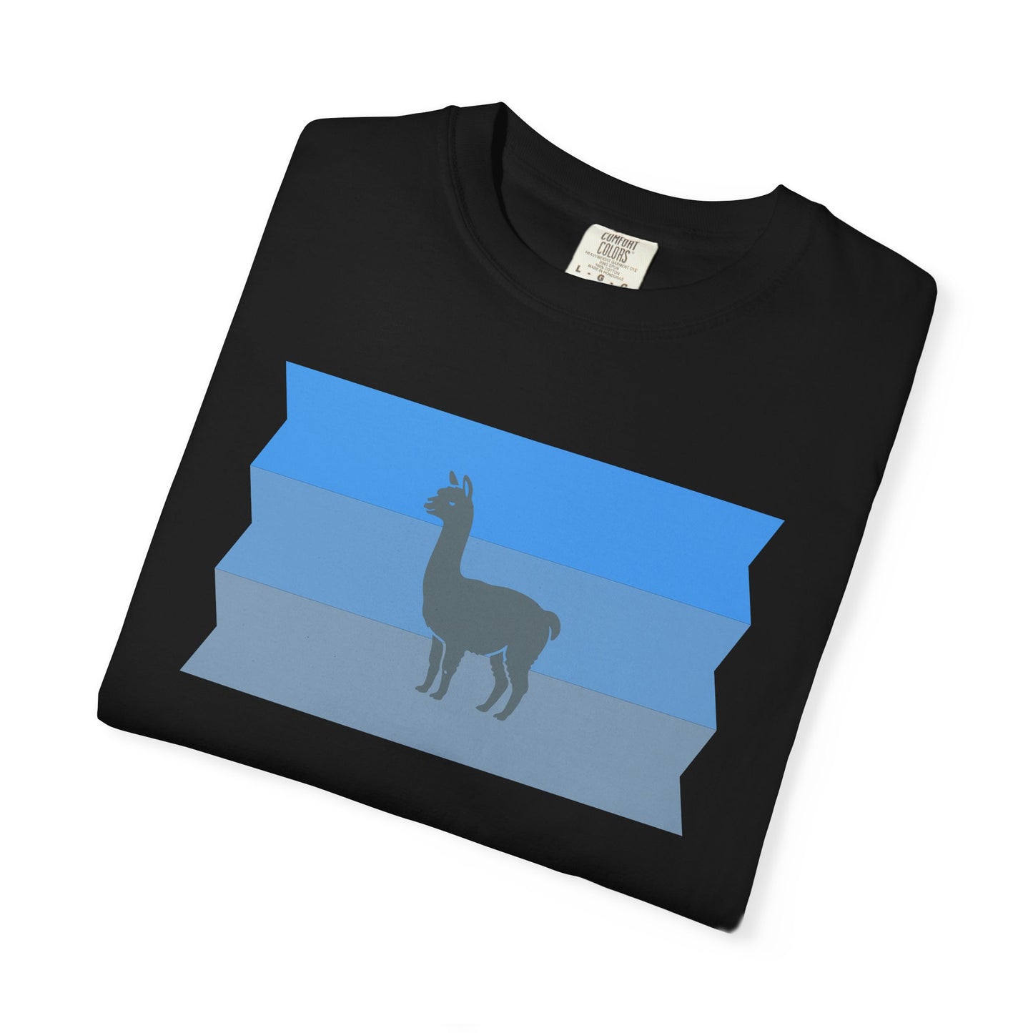 Blue Striped Llama Graphic T-Shirt