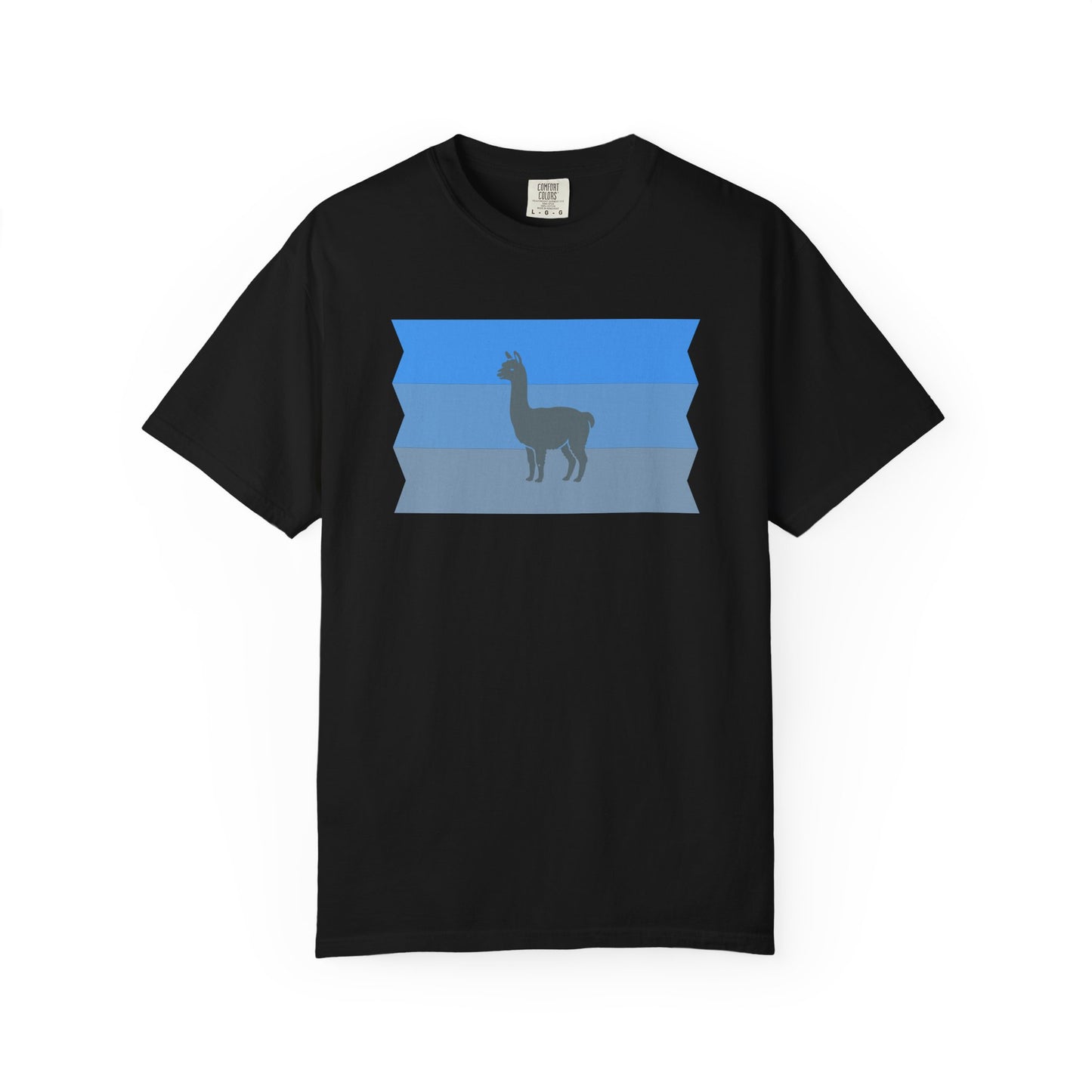 Blue Striped Llama Graphic T-Shirt