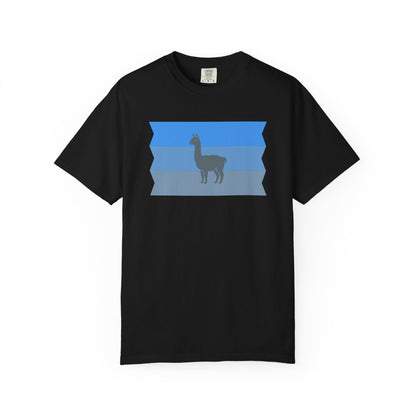 Blue Striped Llama Graphic T-Shirt