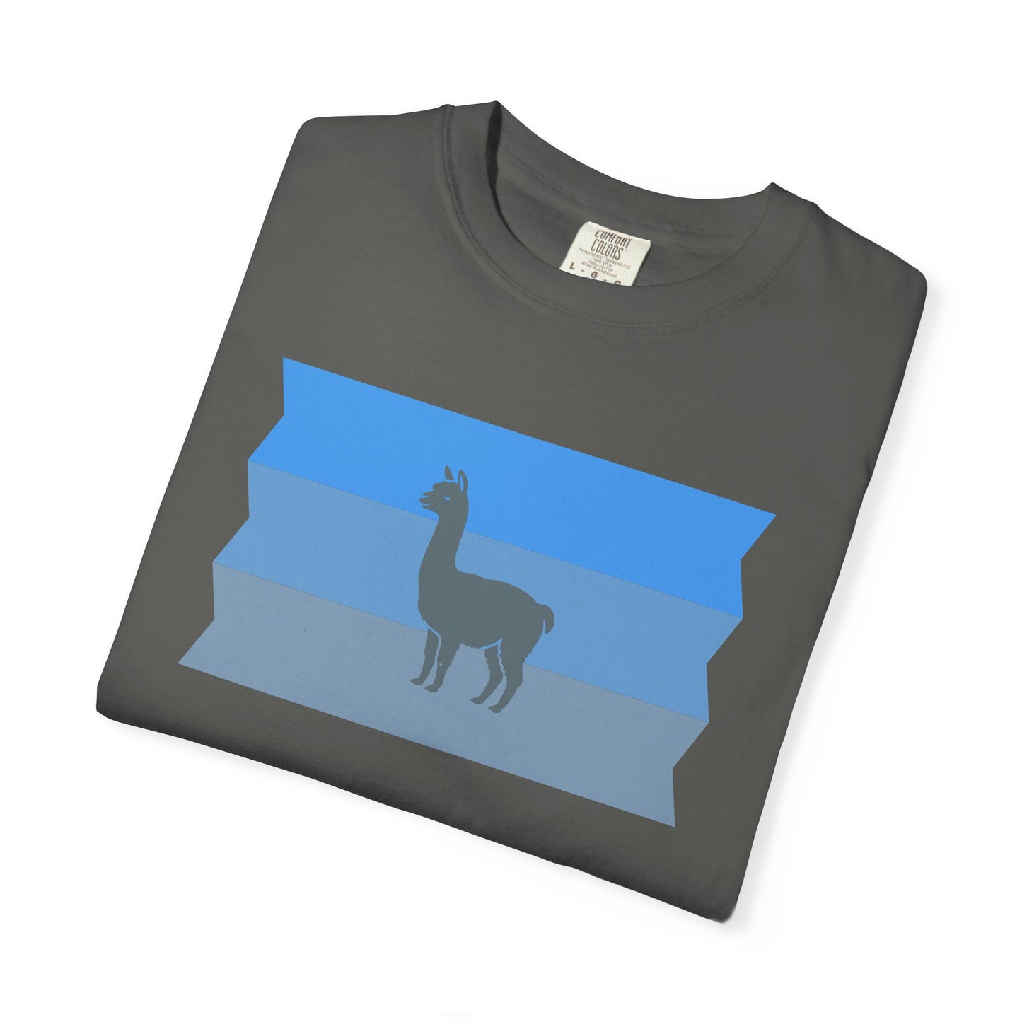 Blue Striped Llama Graphic T-Shirt