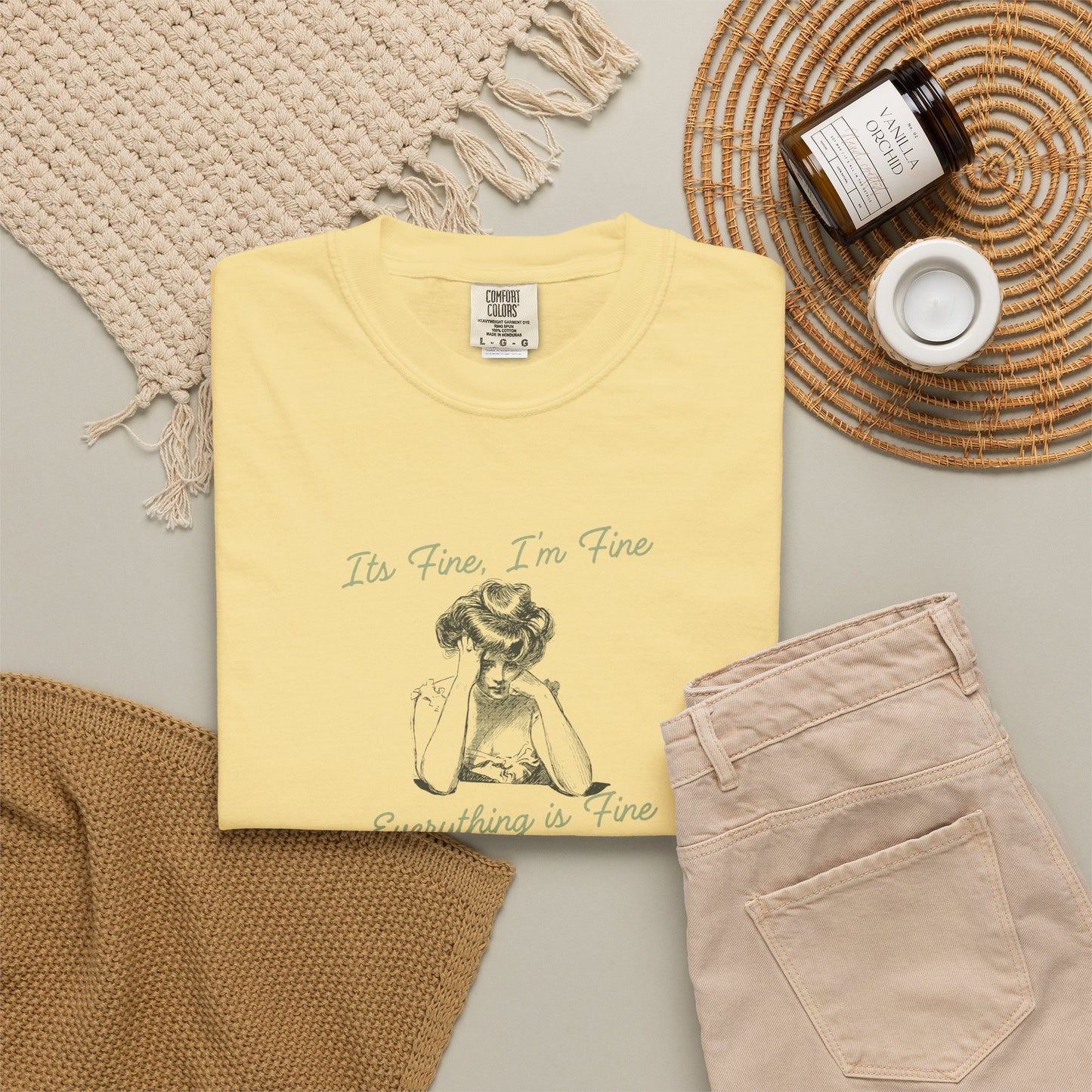 T-Shirt - 'Its Fine I'm Fine Everything is Fine' Minimalist Sketch Tee