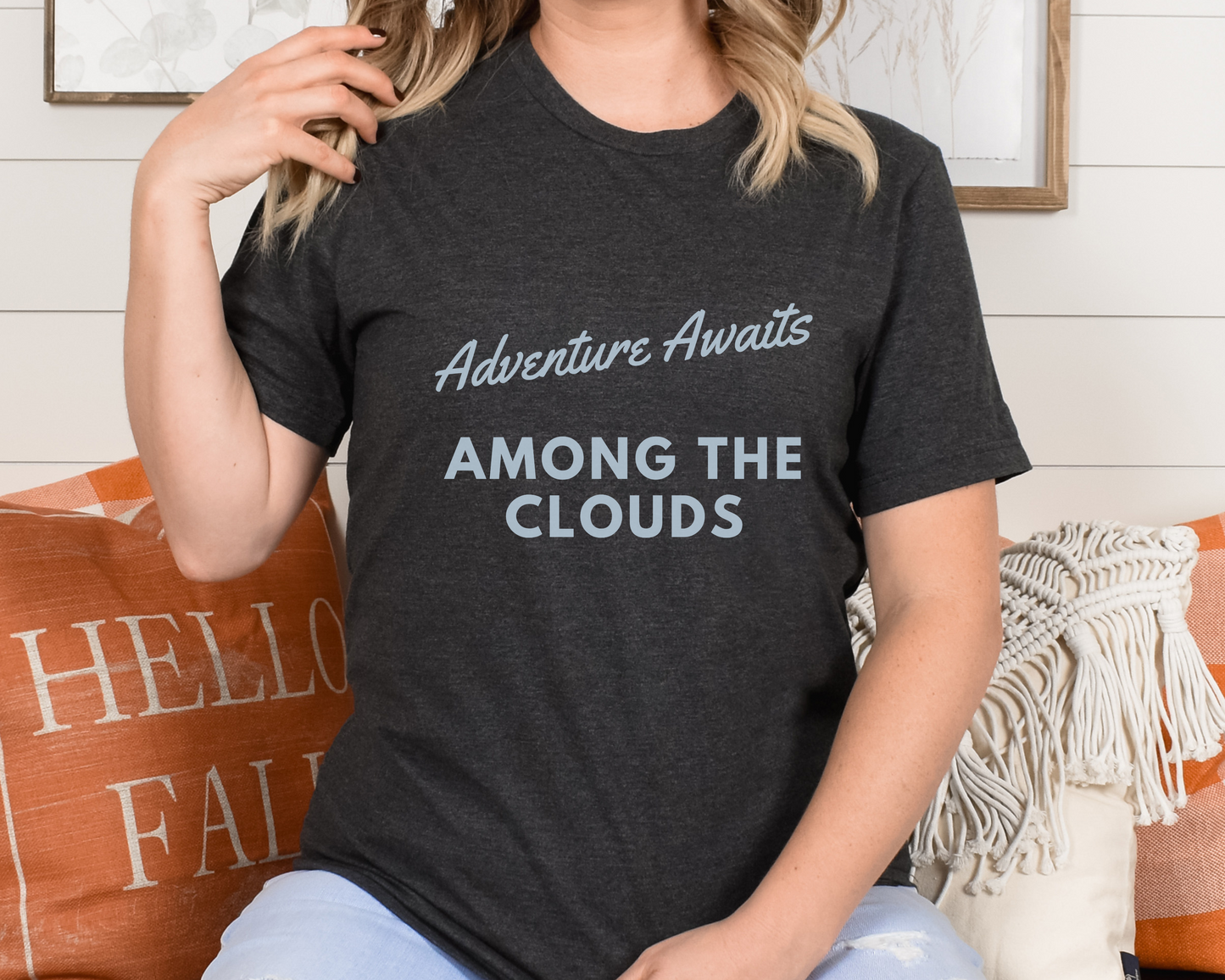 Adventure Awaits Among The Clouds - Dark Gray Heather - Unisex TShirt - Aviation Shirt - Pilot Shirt