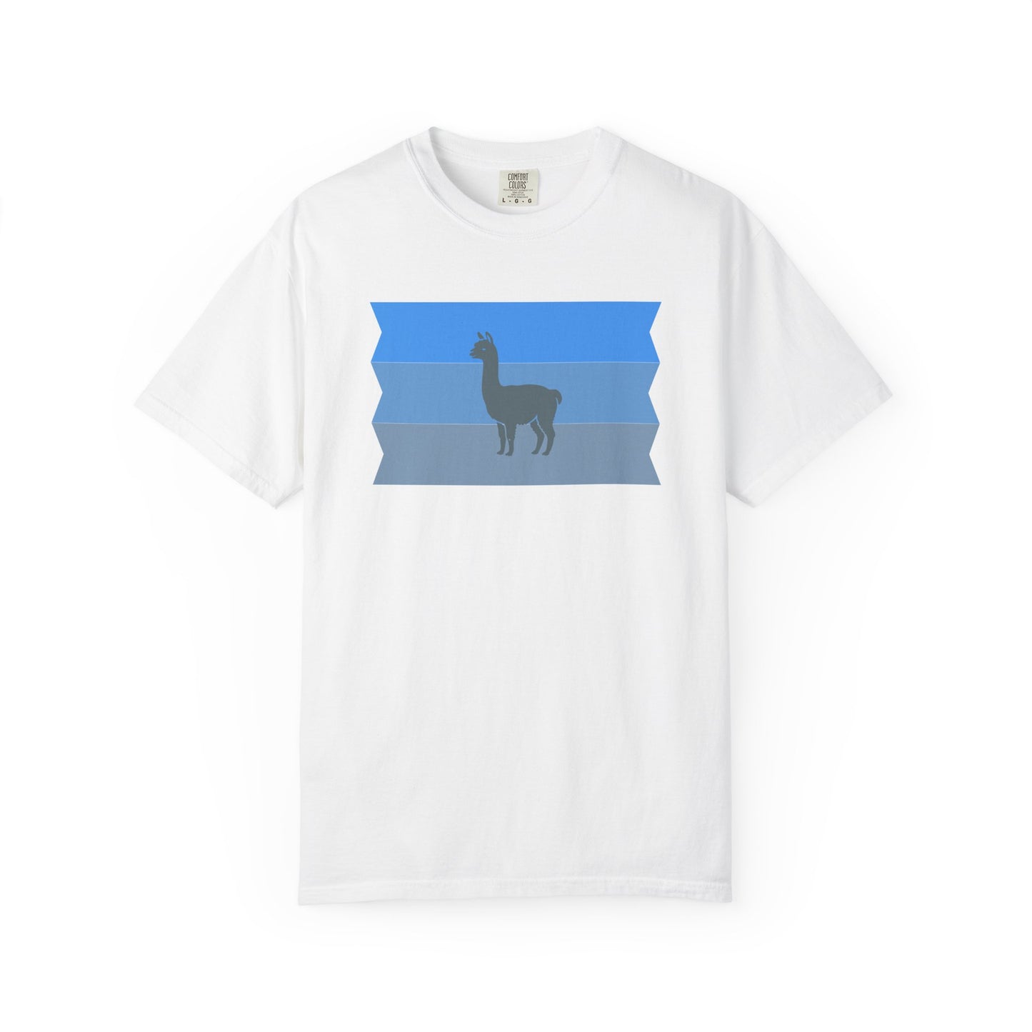 Blue Striped Llama Graphic T-Shirt