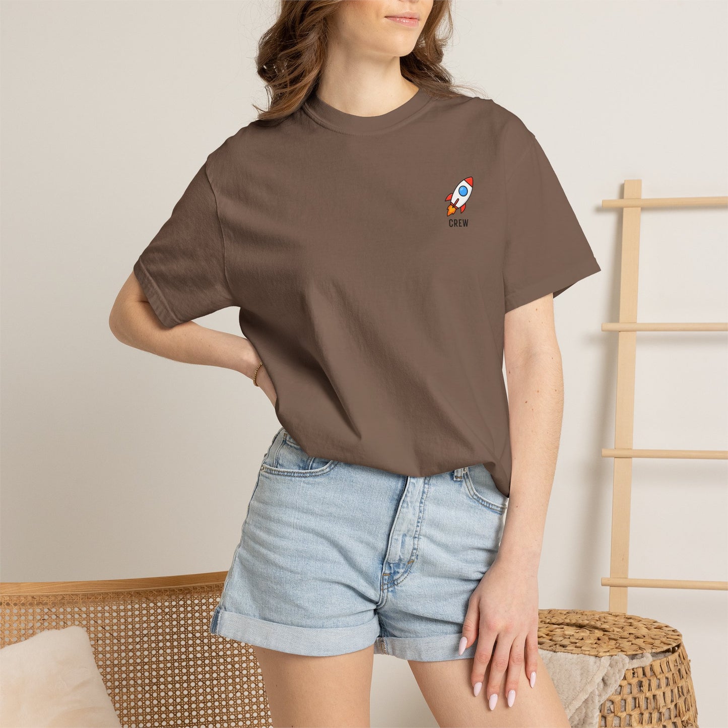 Rocket Crew Pocket T-Shirt - Minimal Space Graphic Tee