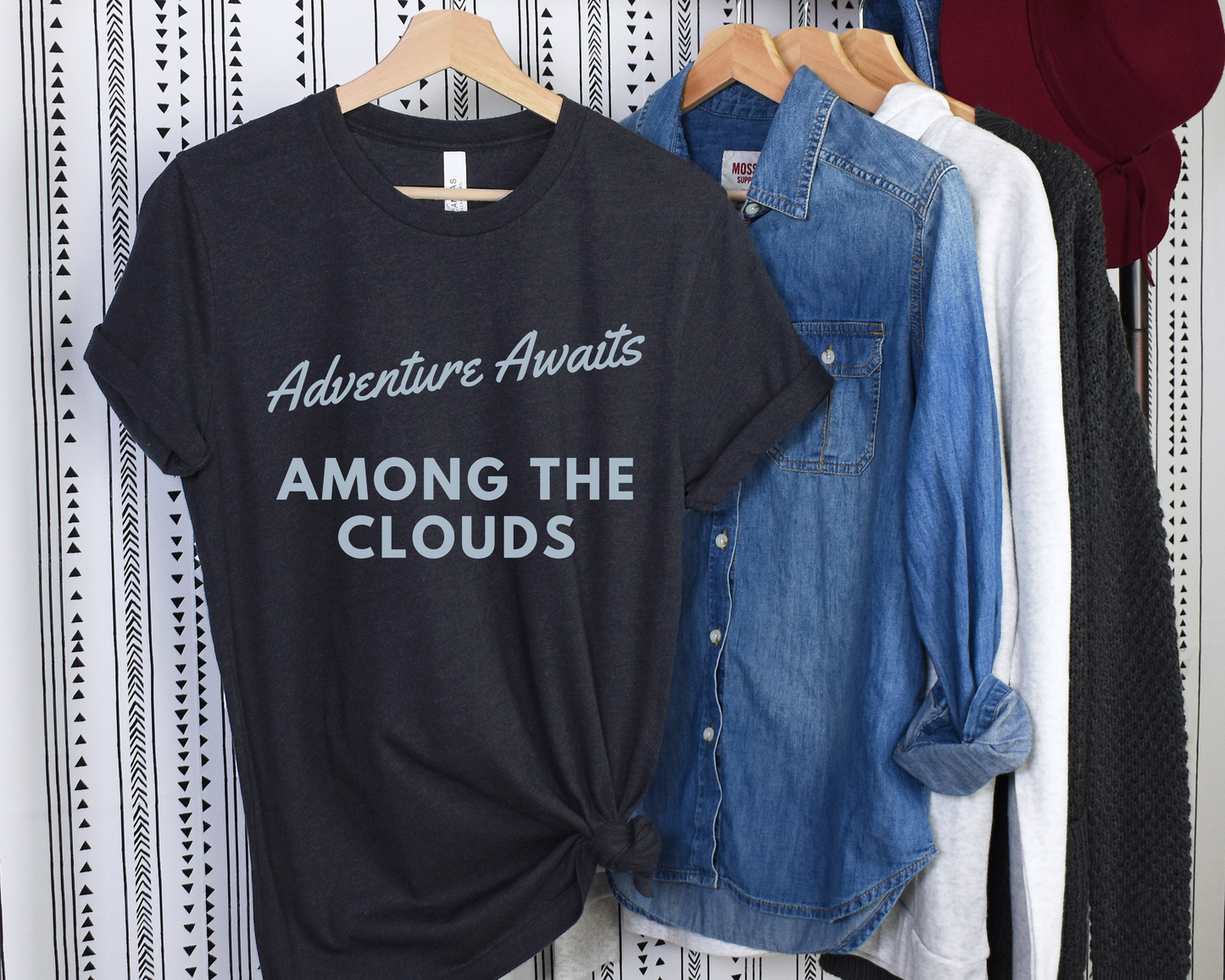 Adventure Awaits Among The Clouds - Dark Gray Heather - Unisex TShirt - Aviation Shirt - Pilot Shirt