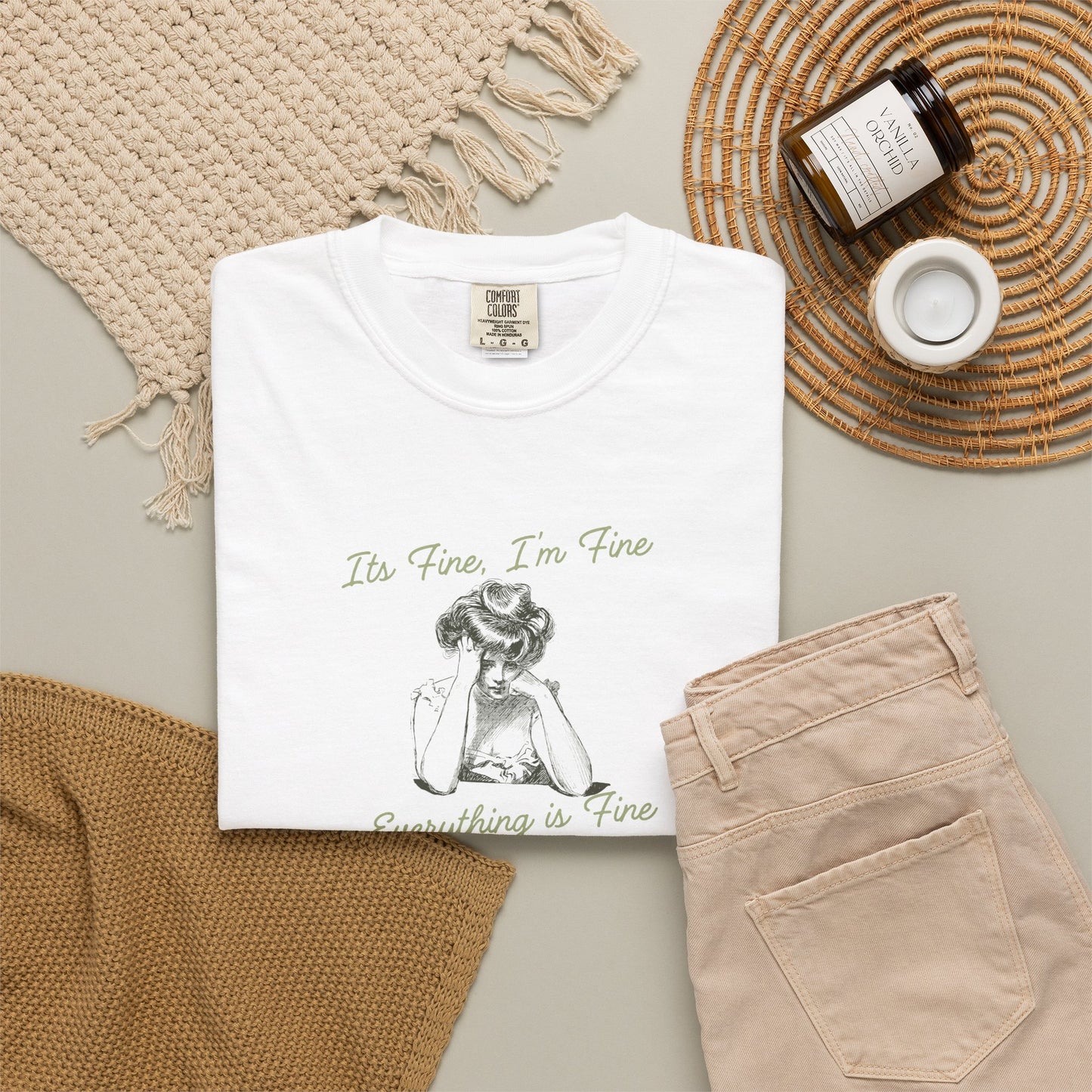 T-Shirt - 'Its Fine I'm Fine Everything is Fine' Minimalist Sketch Tee