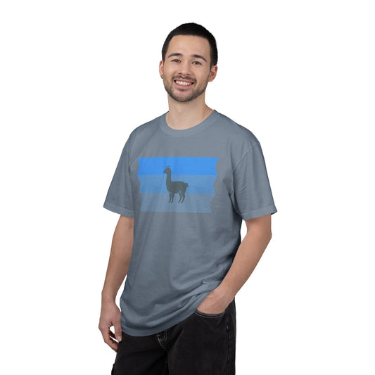 Blue Striped Llama Graphic T-Shirt
