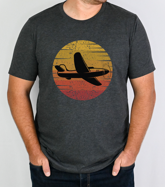 Retro Airplane Silhouette Tee - Aviation Shirt - Pilot Shirt