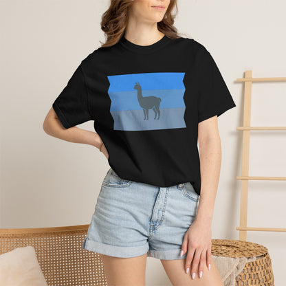 Blue Striped Llama Graphic T-Shirt