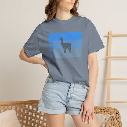Blue Striped Llama Graphic T-Shirt