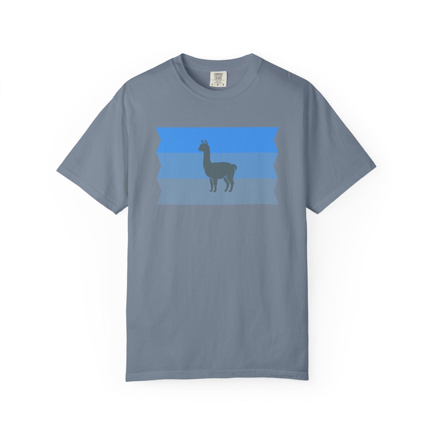 Blue Striped Llama Graphic T-Shirt
