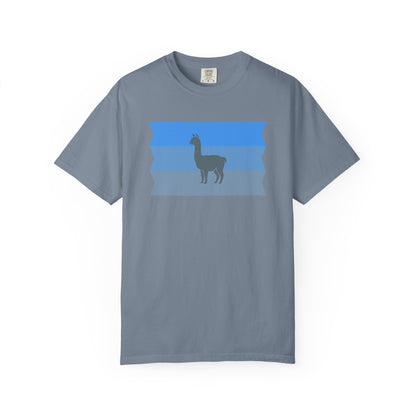 Blue Striped Llama Graphic T-Shirt